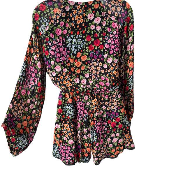 Yumi Kim Floral Print Romper Women's Large Long Balloon Sleeves Flowy Romantic - Picture 15 of 16